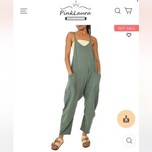 Pink Laura Wide Leg Jumpsuit with Pockets